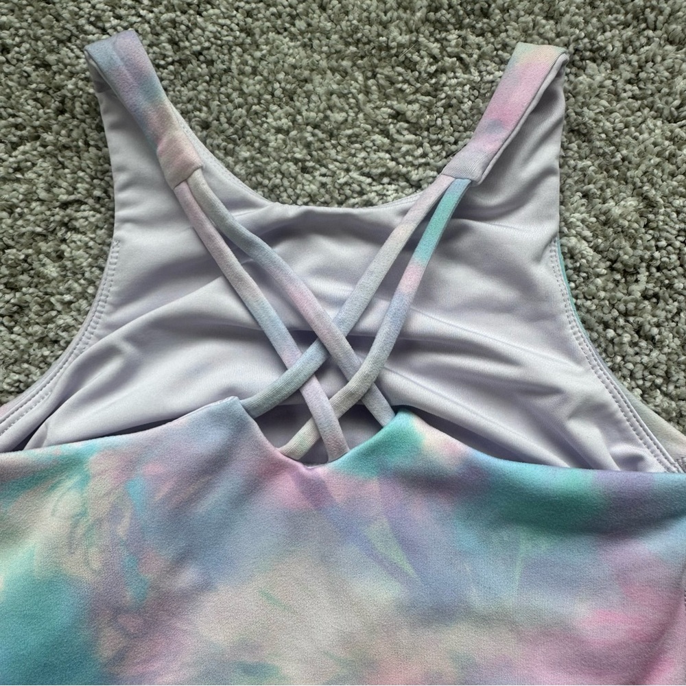 All in Motion Girls Pink Blue Purple Tie Dye Cropped Tank Top - Picture 6 of 11